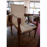 A Melvin & Moon safari chair, bearing label, H.87cm