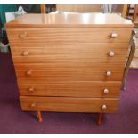 A mid 20th century Danish teak chest of five drawers, H.97 W.82 D.44cm, together with two matching