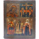 WITHDRAWN-A Russian icon in three registers depicting the Mother of God of Korsun,