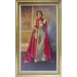 An oleograph portrait of Queen Elizabeth II, in giltwood frame, 114 x 68cm