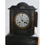 A Victorian marble mantle clock by J.W Benson with twin train movement, H.30 W.23 D.13cm