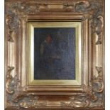 A gilt framed oil on canvas, 2 figures. H.24 W.18cm