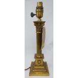 A 20th century brass Corinthian column table lamp, H.36