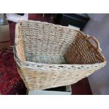 A large 20th century wicker basket, H.50 W.76 D.61cm