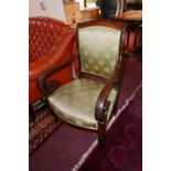 A 19th century French mahogany Empire style armchair H.89cm