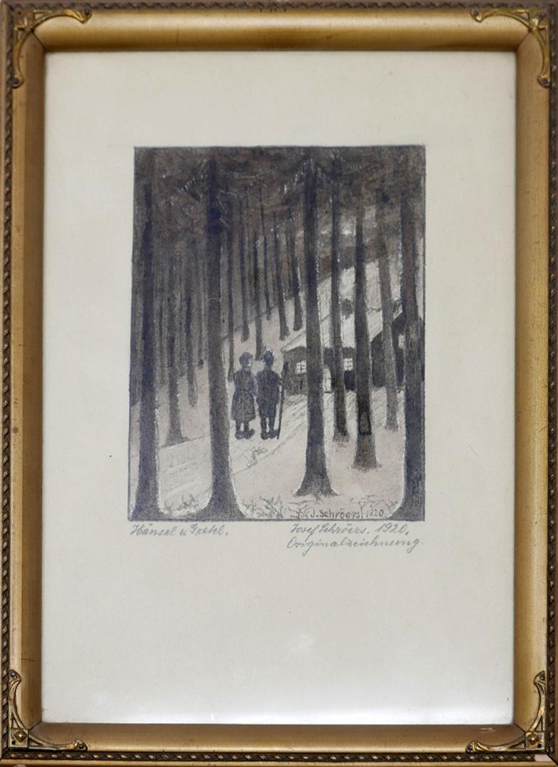 WITHDRAWN- J. Schroers, Hansel and Gretel, pencil study for etching, signed and dated