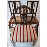 A late 19th/early 20th century mahogany carver together with two Edwardian mahogany chair with