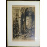 Hedley Fitton (British, 1857-1929), Architectural study, etching, signed to lower margin, 54 x 36cm