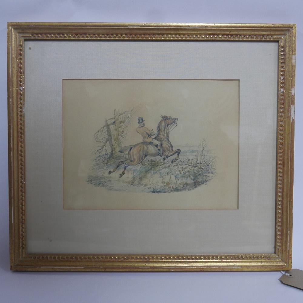 Samuel Henry Alken (British, 1810-1894), 'A Heavy Tumble', watercolour over pencil, signed lower - Image 2 of 3