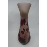 A Galle style red glass vase with floral decoration signed Z.Gabor, H.41