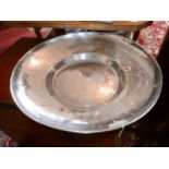 A large white metal fruit or centre bowl. D.53cm