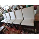 A set of 5 bar stools in grey leather upholstery H.108cm