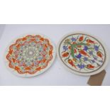 A pair of Turkish Iznik style plates signed by Sumerbank, 1993 with enamel and gilt decoration D29.