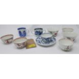 A collection of nine 18th/19th century Chinese porcelain tea bowls and two blue and white cups,