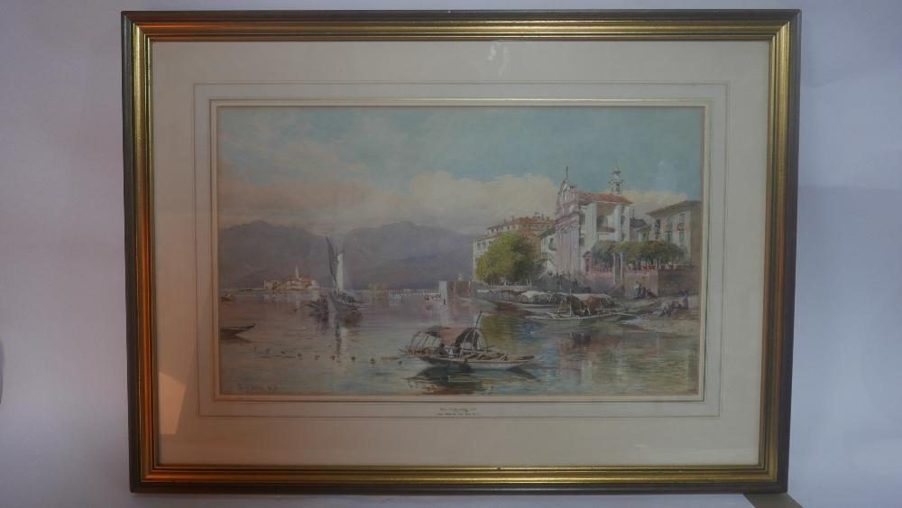 Paul Jacob Naftel R.W.S. (1817-1891), 'Lago Maggiore from Isola Bella', signed lower left and - Image 2 of 3