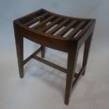 A late 19th / early 20th century mahogany slat top stool, H.47 W.35 D.25cm