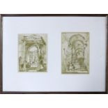 Two prints of Venice in a single frame, H.21 W.14cm (each one)