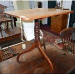 A late Georgian mahogany and inlaid tilt top table on tripod base H.72 W.64 W.64