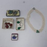 A collection of silver and semi-precious stone jewellery items to include a pair of silver and