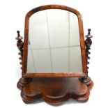 A large Victorian toilet mirror with arched top and barley twist columns, H.85 W.79 D.31cm