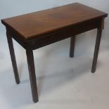 A Georgian mahogany card table, H.73 W.91 D.45cm