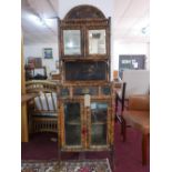 A Victorian bamboo and chinoiserie cabinet, H.185 W.60 D.38cm