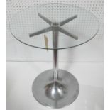 A circular glass and chrome occasional table, on star pedestal base, H.72cm Diameter 60cm