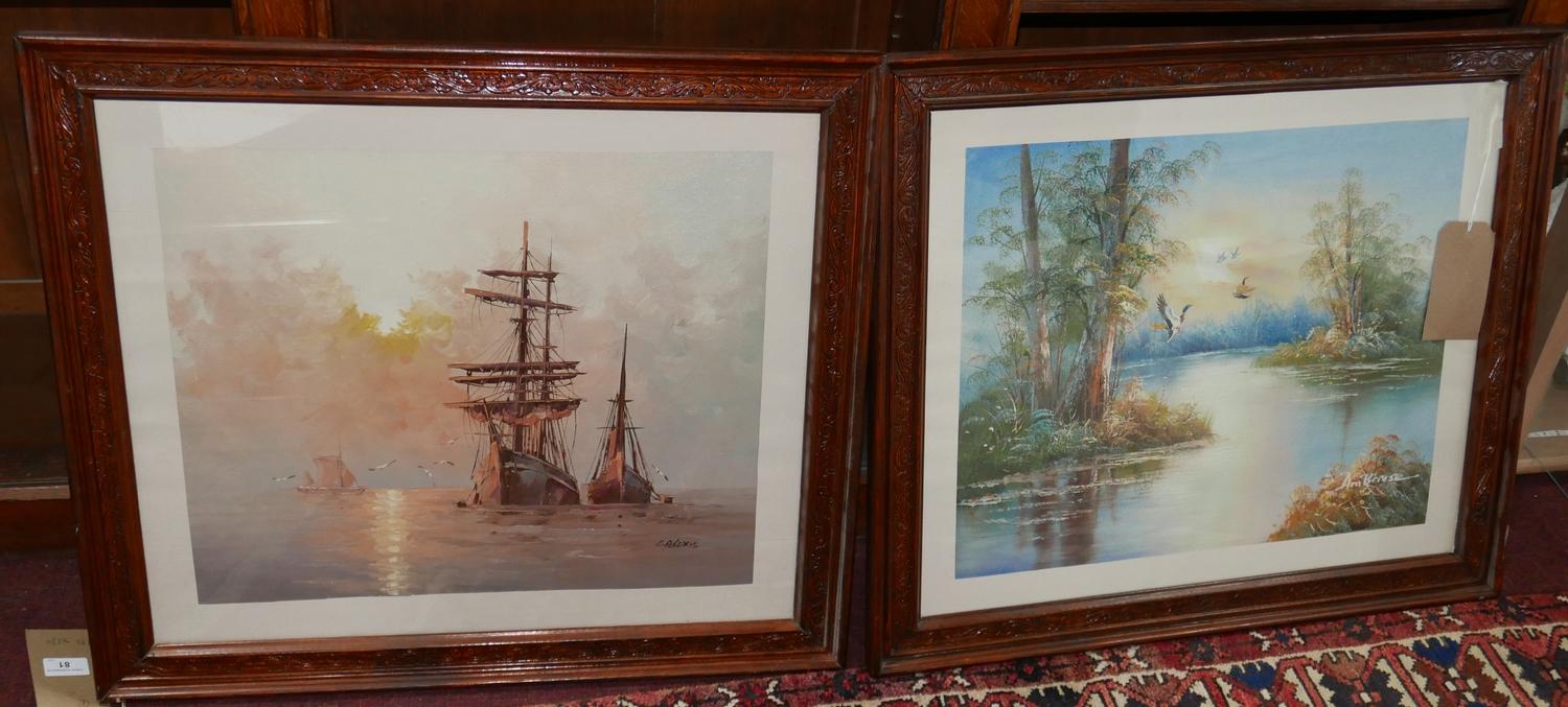 Two maritime oil paintings, signed, 42cm x 51cm