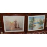 Two maritime oil paintings, signed, 42cm x 51cm