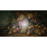 A large early 20th century still life oil on canvas of fruit, signed C.Pagnotta, 69 x 148cm