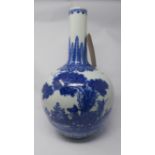 A 19th century Chinese blue & white porcelain vase, decorated with birds & goats amongst foliage,