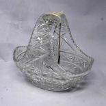 A large decorative cut-crystal basket 24 x 26cm