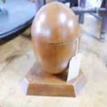 A walnut rugby trophy cup and cover