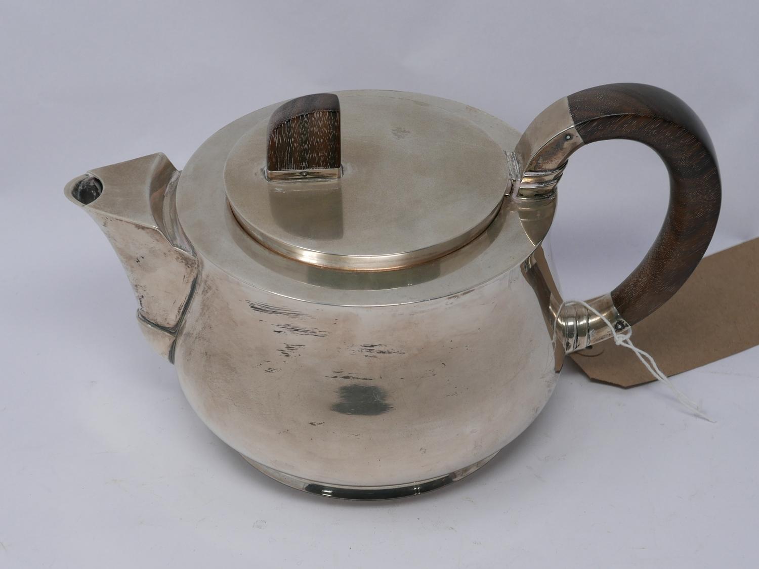 An Art Deco German silver teapot by Gottlieb Kurz