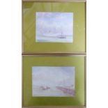 A pair of framed and glazed watercolours, harbour scenes, indistinctly signed. H17 W.24cm