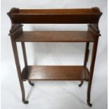 An early 20th century oak two tier book trough, H.77 W.55 D.22cm