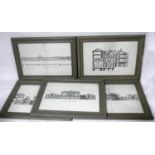 A set of five 18th century style architects prints, framed and glazed, 47 x 73cm