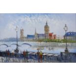 Caroline C.Burnett, (Contemporary Continental School), 'The Thames', oil on canvas, signed, 60cm x