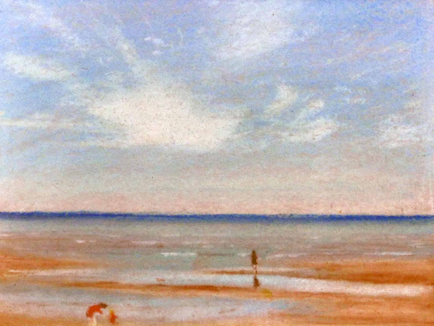 A 20th century watercolour, figures on a beach, unsigned, 12 x 16cm