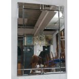 A contemporary mirror with bevelled plates, 100 x 70cm