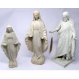 A Royal Copenhagan bisque porcelain figure of Christ (fingers broken) together with two other