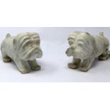 A pair of marble bulldogs