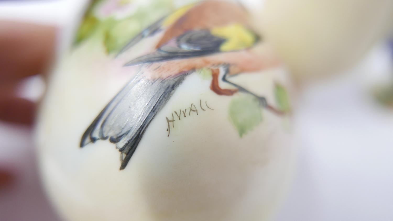 A Royal Worcester porcelain jug hand painted by Cole together with a pair of miniature Locke & co - Image 4 of 4