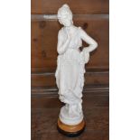 A cast metal figure, standing woman, H = 67cm