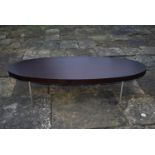 A contemporary modernist coffee table on chrome supports, H = 36cm W = 160cm D = 60cm