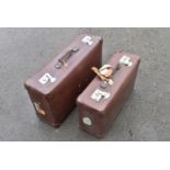Two vintage travelling suitcases, H = 44cm W = 67cm D = 20cm