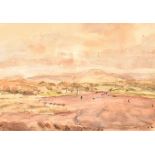 A framed and glazed landscape watercolour, Vernon Wethered. H = 24cm W = 36cm