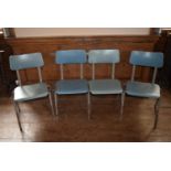 A set of 4 retro vintage childrens stacking chairs, H = 65cm