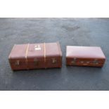 A pair of vintage travelling trunks, H = 59cm W = 92cm D = 32cm