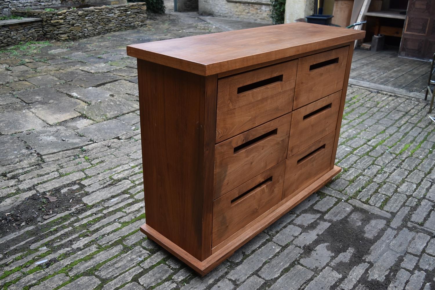 A 20th century teak chest of 6 drawers, H = 110cm x W = 148cm D = 50cm - Image 3 of 4